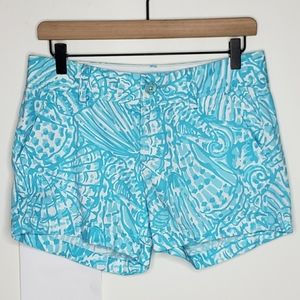 Lilly Pulitzer Shorts Size 2 Callahan Aqua Cotton Pockets 5 Inch Inseam Sea Cups